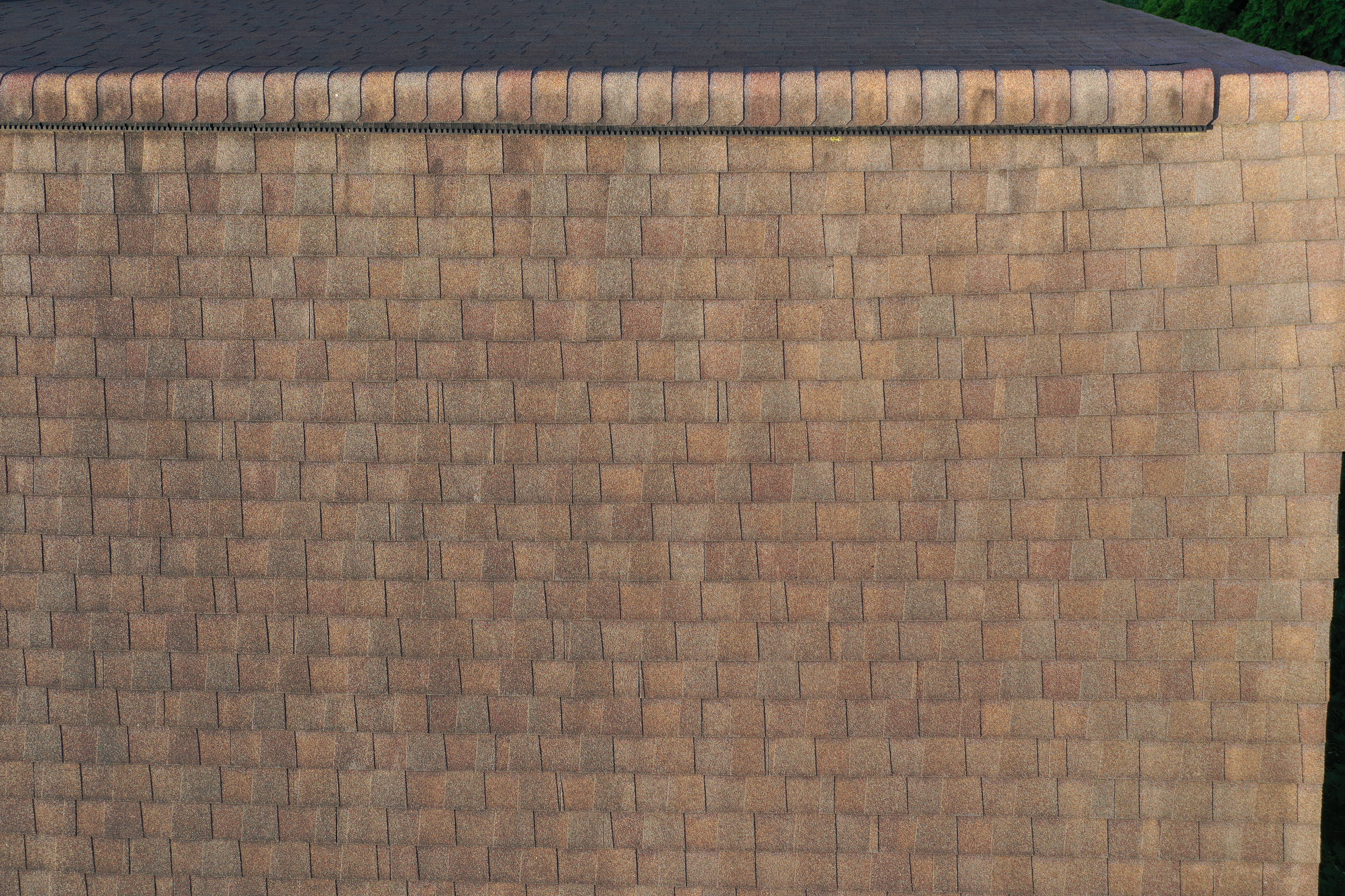 Shingle Detail - South-facing slope showing detailed aerial view of shingle condition and texture